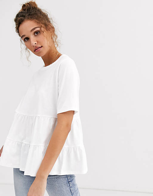 ASOS DESIGN tiered smock top with short sleeve | ASOS