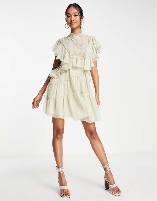 Ruffle detail hotsell mini dress