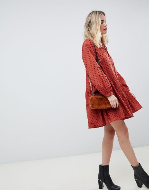 Asos design tiered trapeze shop mini dress in broderie