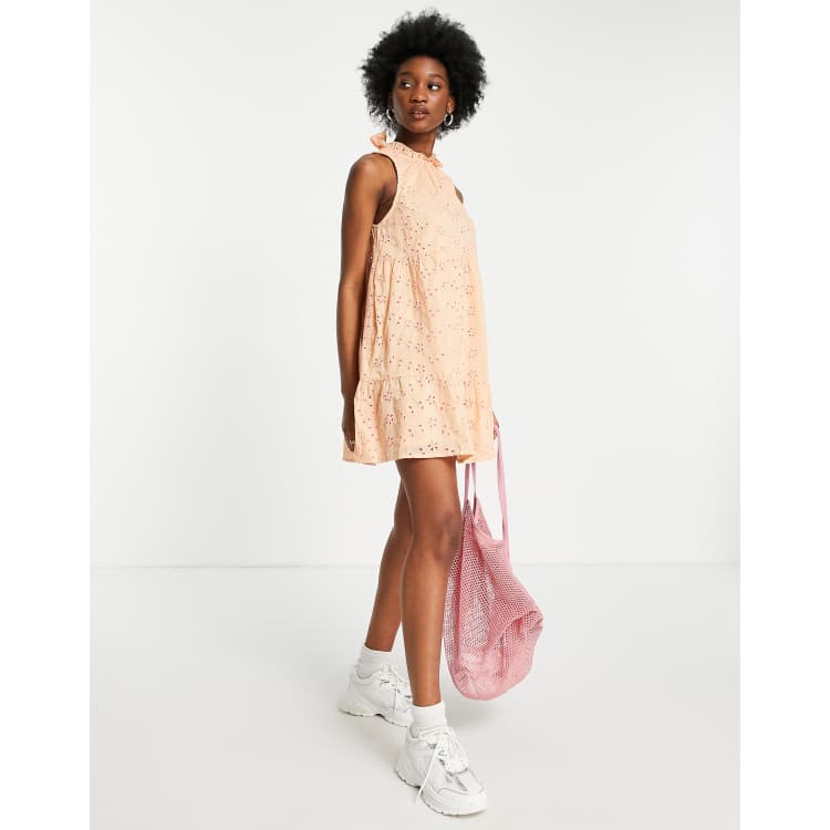 Asos design petite tiered trapeze mini dress hotsell in broderie