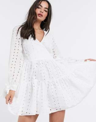 white broderie dress asos