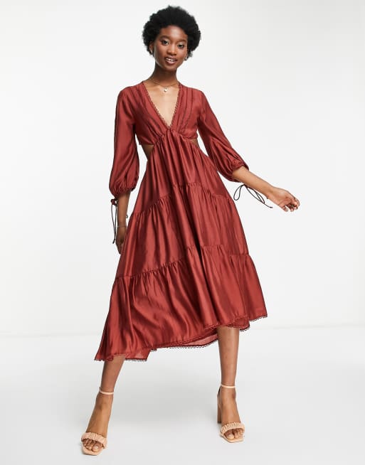 Asos tiered hot sale midi dress