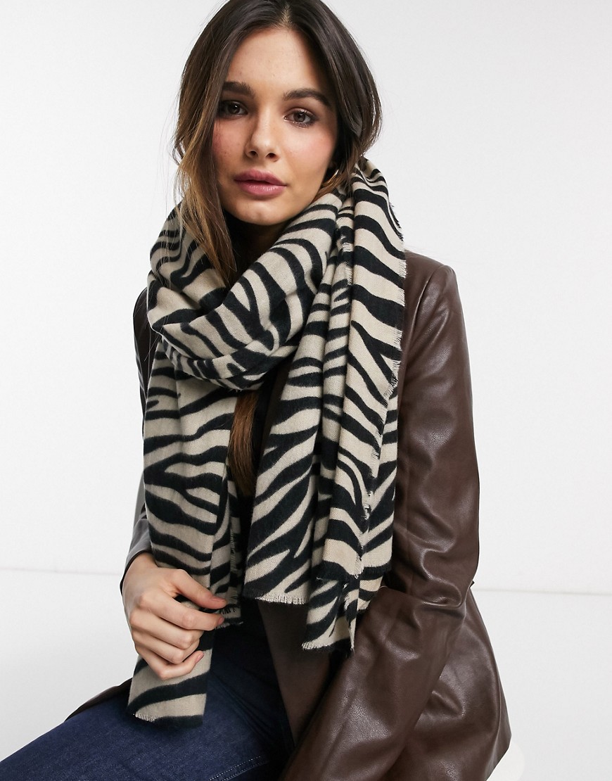 ASOS DESIGN tiger print long scarf-Multi
