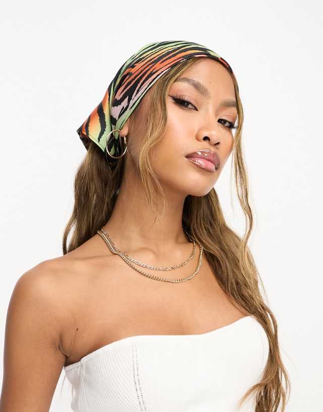 ASOS DESIGN tiger print ombre large headscarf