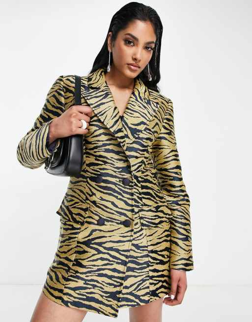 ASOS DESIGN tiger printed nipped waist blazer | ASOS