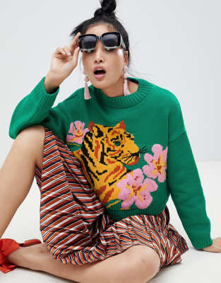 green tiger sweater