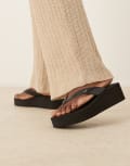 [ASOS DESIGN] ASOS DESIGN Tigerlily platform thongs in black 36 BLACK