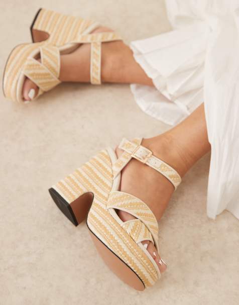 ASOS DESIGN Tiggy cross strap wedges natural - view 1