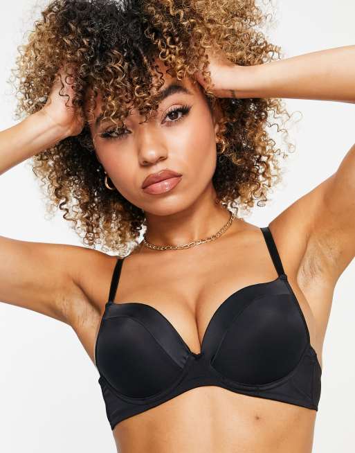 ASOS DESIGN – Tiggy – Czarny profilowany biustonosz push up z mikrofibry, pod T-shirt