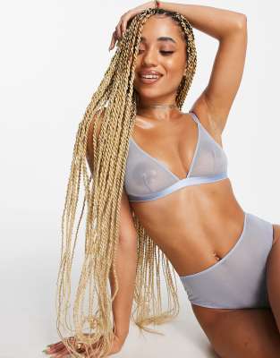 ASOS DESIGN - Tiggy - Reggiseno a triangolo morbido modellante in rete blu polvere
