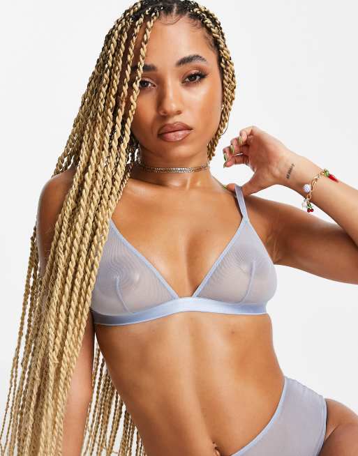 ASOS DESIGN - Tiggy - Zachte triangel-bh van mesh in lichtblauw, 2 van 4