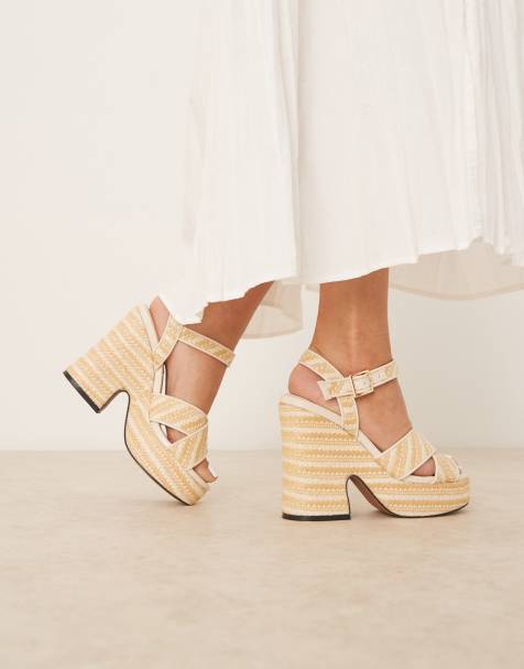 ASOS DESIGN - Tiggy - Zeppe con fascette incrociate di colore neutro - view 1