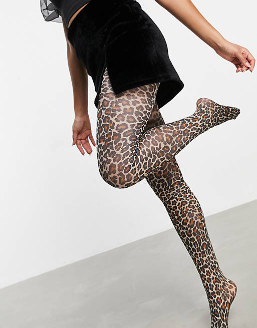 ASOS DESIGN tights in leopard print