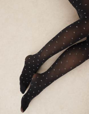 Asos Design Tights With Metallic Glitter Dots In Black