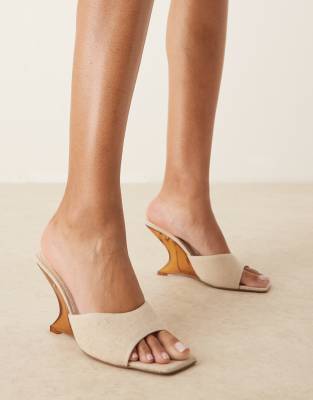 ASOS DESIGN Tilly mule wedges in natural fabrication