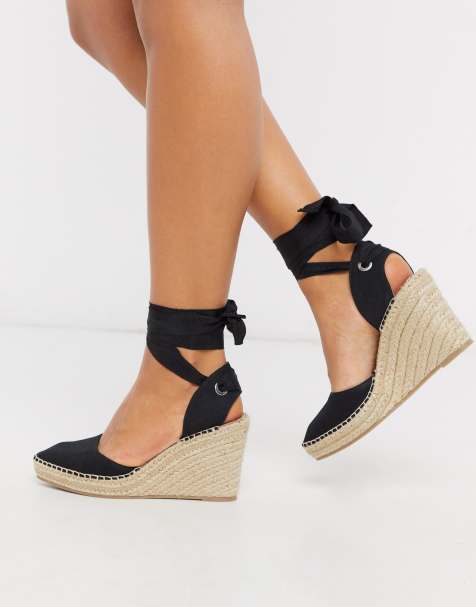 ASOS Design – Time – Espadrilles mit Keilabsatz in Schwarz
