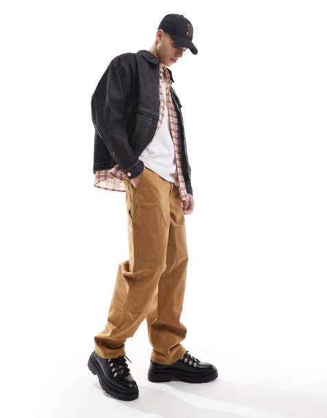 ASOS DESIGN - Timmermansbroek met verfspetters in lichtbruin - view 1