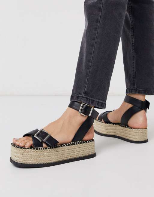 black espadrille flatforms