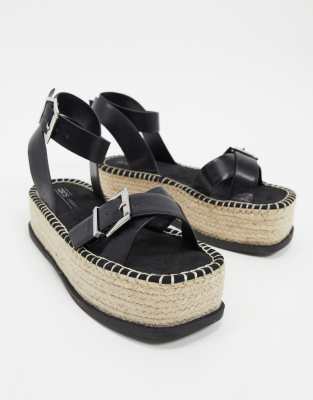 black chunky espadrilles