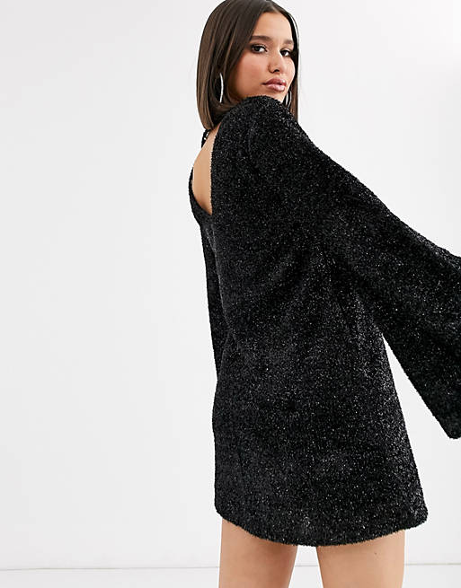 Dresses tinsel smock mini dress with bell sleeves 