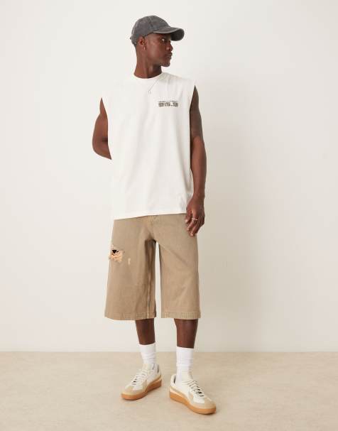ASOS DESIGN tinted denim jort with distressing detail - view 1
