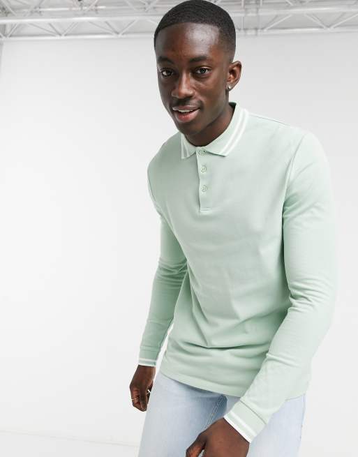 Asos men's long sleeve polo sale