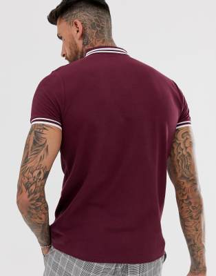 burgundy polo shirt