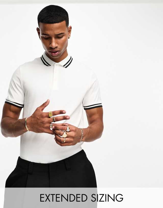 ASOS DESIGN - tipped pique polo shirt in white