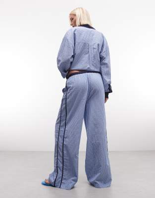 Asos Design Tipped Pull On Pants With Tie In Black