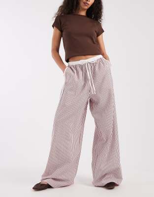 Asos Design Tipped Pull-on Pants With Tie In Multi