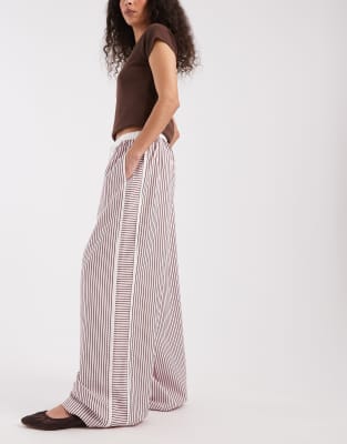 Asos Design Tipped Pull-on Pants With Tie In Multi