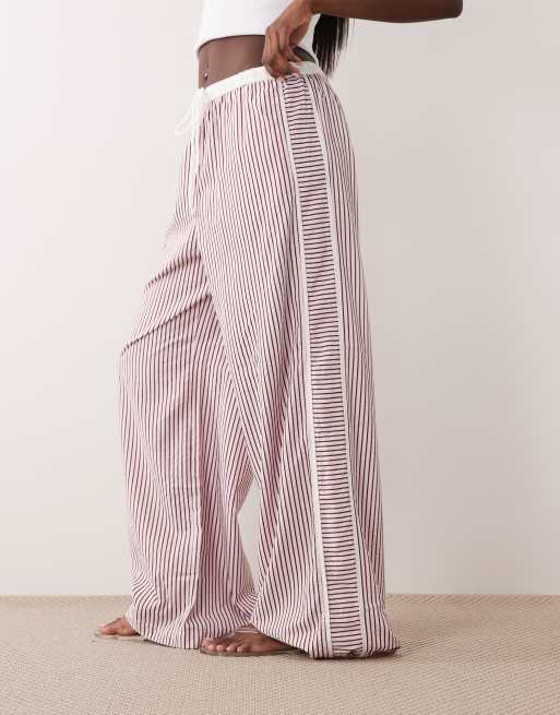 ASOS DESIGN tipped pull on trousers with tie in pink stripe - PINK, 2 of 5