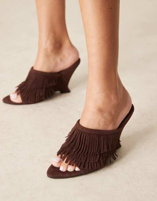 ASOS DESIGN - Tizzy - Zeppe con frange cioccolato in vero camoscio, 2 di 4