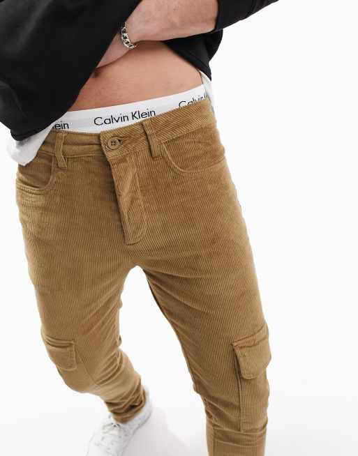 ASOS DESIGN - Tobaksbrune skinny cargobukser i fløjl, 2 af 4