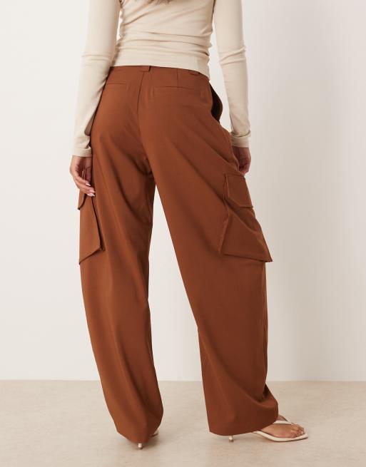 ASOS DESIGN - Tobaksbrune skræddersyede utility-bukser med tøndeformede ben, 5 af 5