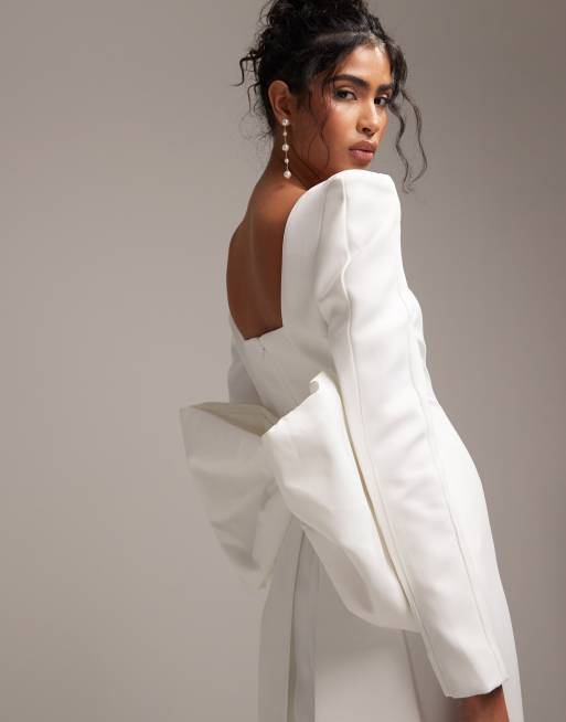 ASOS DESIGN – Toby – Bröllopsklänning med fyrkantig statement-ringning och rosett baktill, 6 av 6
