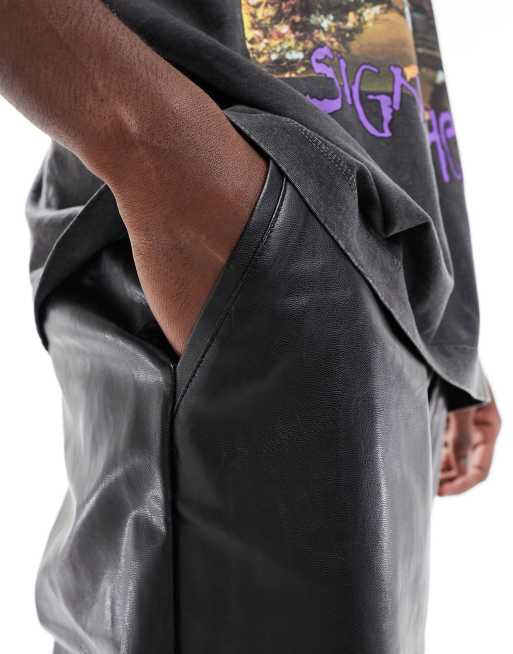 ASOS DESIGN - Toelopende broek met leerlook in zwart  , 2 van 5