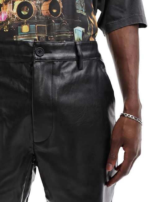 ASOS DESIGN - Toelopende broek met leerlook in zwart  , 5 van 5