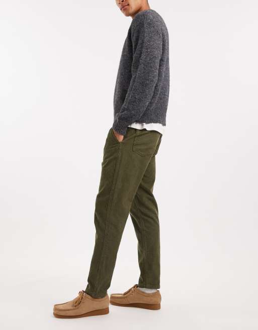 ASOS DESIGN - Toelopende broek van corduroy in kaki, 3 van 5