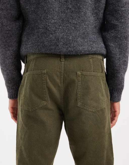 ASOS DESIGN - Toelopende broek van corduroy in kaki, 4 van 5