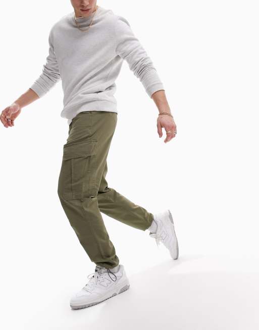 ASOS DESIGN - Toelopende cargobroek van ripstop in kaki