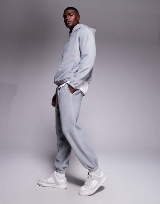 ASOS DESIGN - Toelopende fleece joggingbroek in grijs, deel van co-ord set, 3 van 5