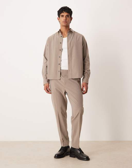 ASOS DESIGN - Toelopende gestreepte broek in beige, deel van co-ord set, 2 van 5