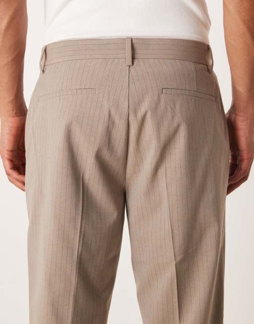ASOS DESIGN - Toelopende gestreepte broek in beige, deel van co-ord set, 4 van 5
