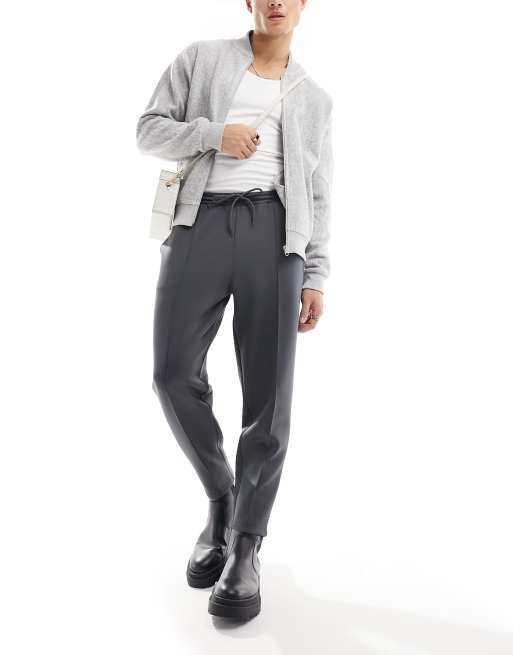 ASOS DESIGN - Toelopende joggingbroek van scubastof in grijs