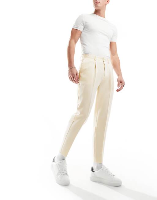 ASOS DESIGN - Toelopende nette broek in licht stone