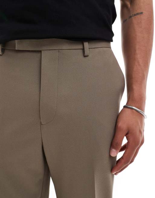 ASOS DESIGN - Toelopende nette pantalon van keperstof in lichtbruin, 3 van 5