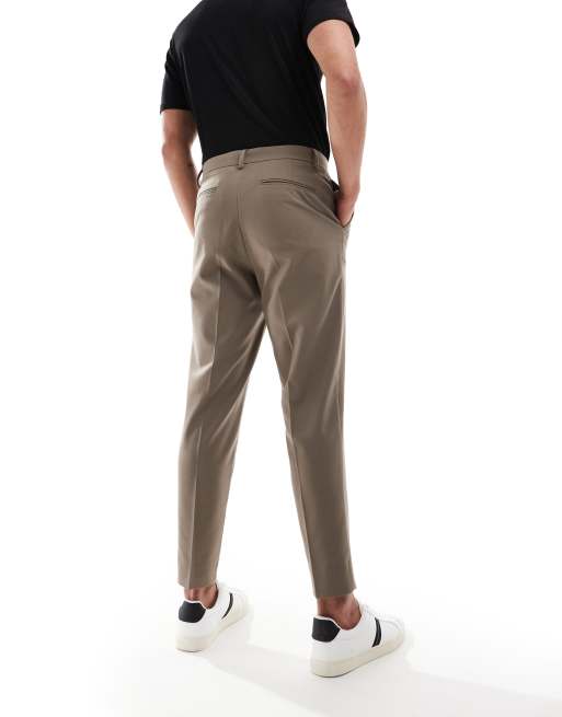 ASOS DESIGN - Toelopende nette pantalon van keperstof in lichtbruin, 5 van 5