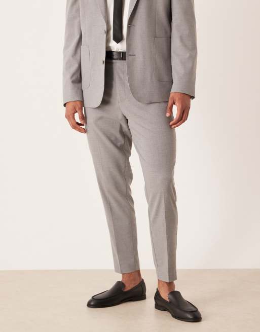 ASOS DESIGN - Slim-fit pak met ton-sur-ton pied-de-poule in grijs, 3 van 3