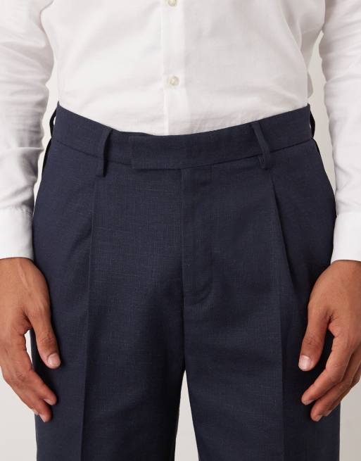 ASOS DESIGN - Toelopende pantalon van linnenmix in marineblauw, 5 van 5